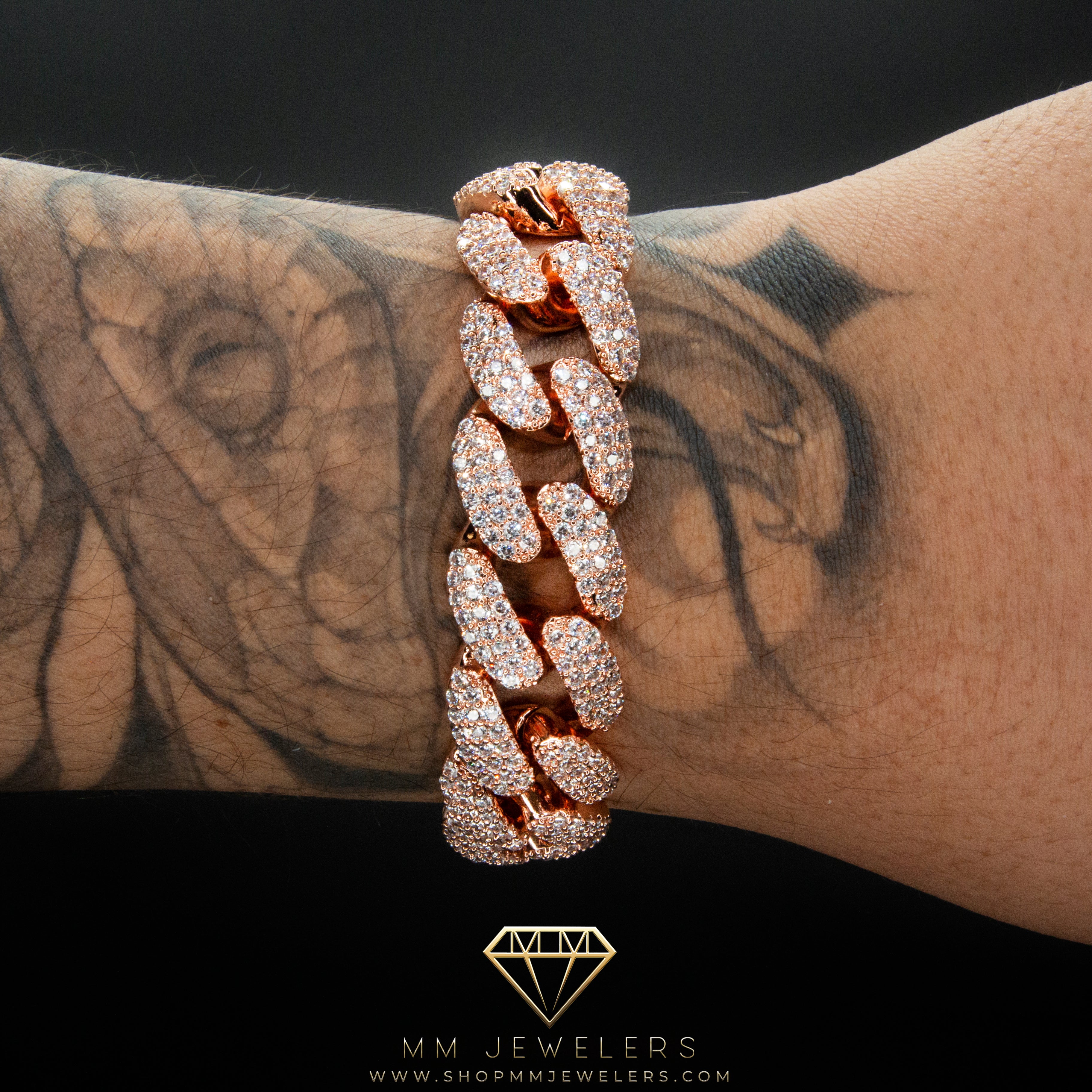 19mm Cuban Link Bracelet in Rose Gold MMJ