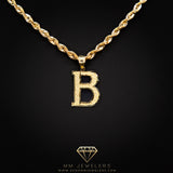 Large Letter Pendant & Box Chain in 10k Gold A-Z