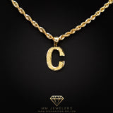 Large Letter Pendant & Box Chain in 10k Gold A-Z