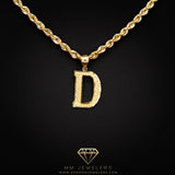 Large Letter Pendant & Box Chain in 10k Gold A-Z