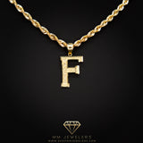 Large Letter Pendant & Box Chain in 10k Gold A-Z
