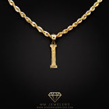 Large Letter Pendant & Box Chain in 10k Gold A-Z