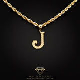 Large Letter Pendant & Box Chain in 10k Gold A-Z