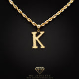 Large Letter Pendant & Box Chain in 10k Gold A-Z