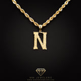 Large Letter Pendant & Box Chain in 10k Gold A-Z