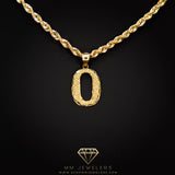 Large Letter Pendant & Box Chain in 10k Gold A-Z
