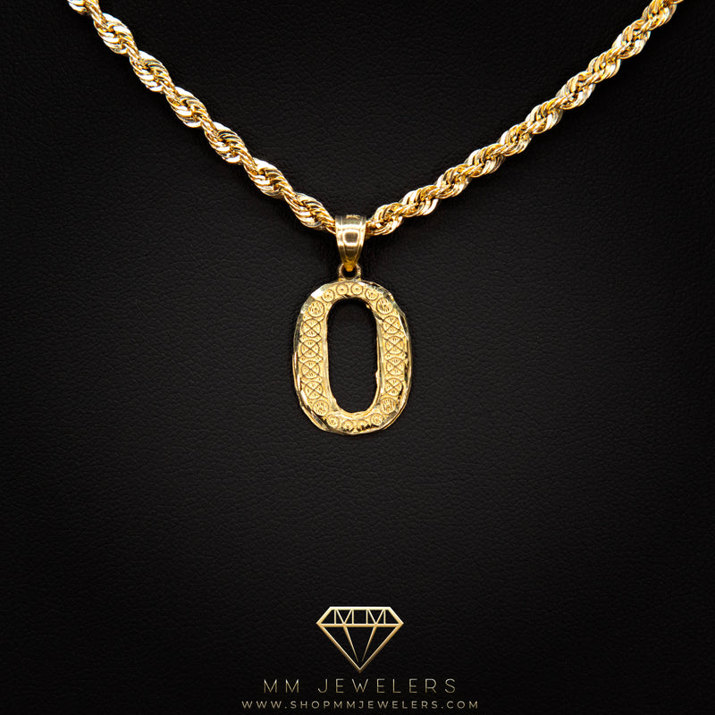 Large Letter Pendant & Box Chain in 10k Gold A-Z