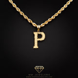 Large Letter Pendant & Box Chain in 10k Gold A-Z