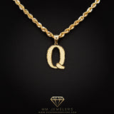 Large Letter Pendant & Box Chain in 10k Gold A-Z