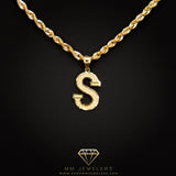 Large Letter Pendant & Box Chain in 10k Gold A-Z