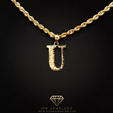 Large Letter Pendant & Box Chain in 10k Gold A-Z