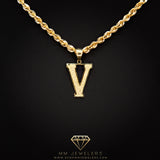 Large Letter Pendant & Box Chain in 10k Gold A-Z