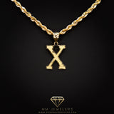 Large Letter Pendant & Box Chain in 10k Gold A-Z