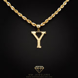 Large Letter Pendant & Box Chain in 10k Gold A-Z