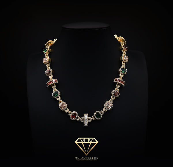 Multi color necklace Yellow gold