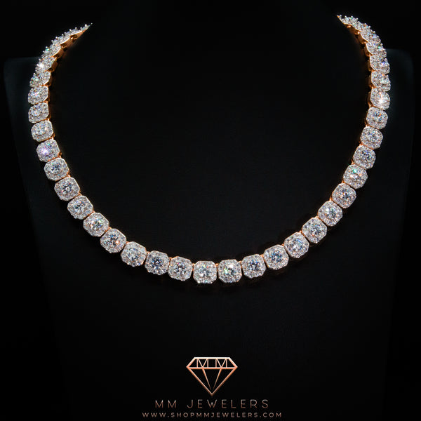 Cluster Tennis Necklace in Rose Gold