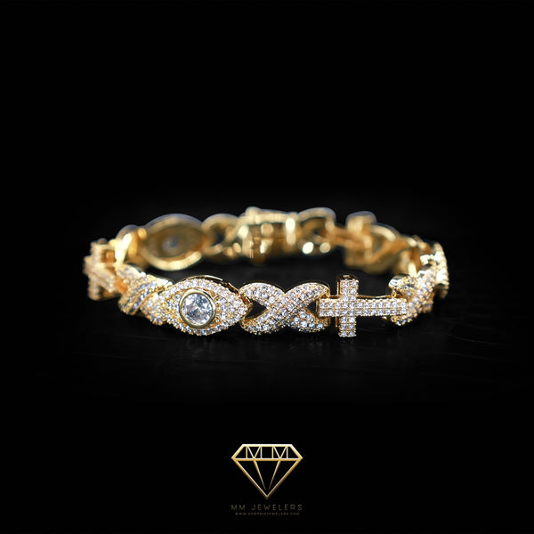 Infinity Cross Eye 10mm bracelet Yellow Gold
