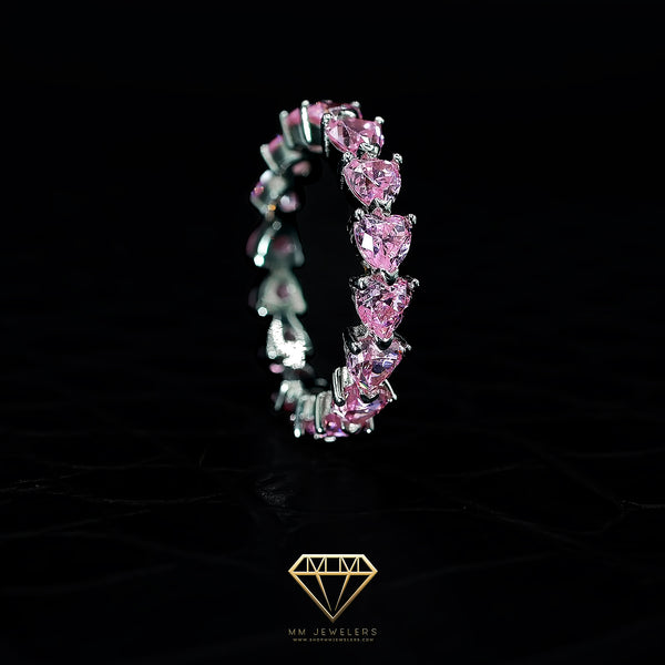 Pink Silver heart ring