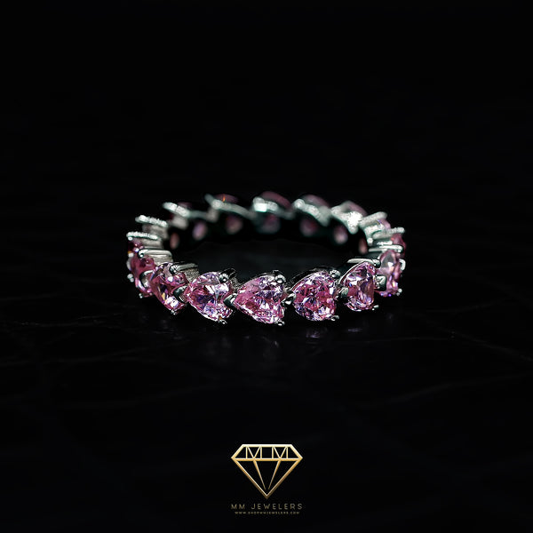 Pink Silver heart ring