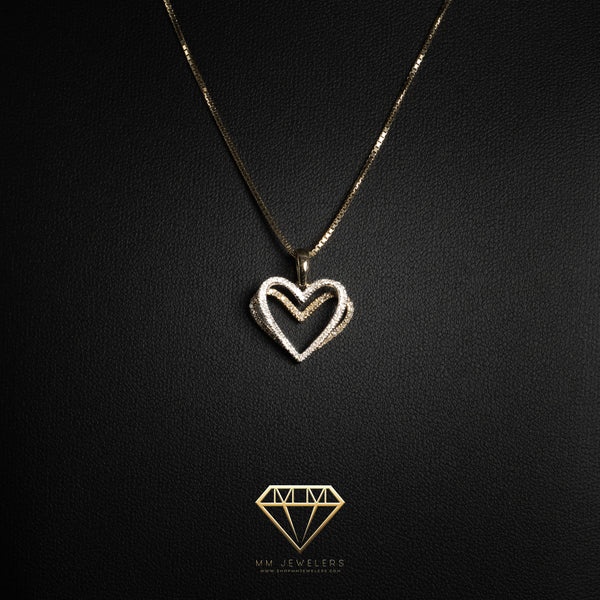 Diamond double Heart 10k Solid Gold