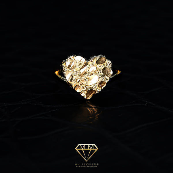 10k nugget heart ring