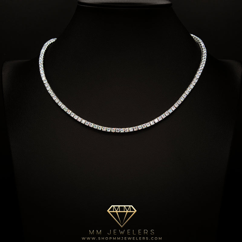 3mm Round Cut Tennis Necklace in White Gold
