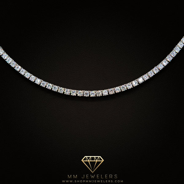 3mm Round Cut Tennis Necklace in White Gold