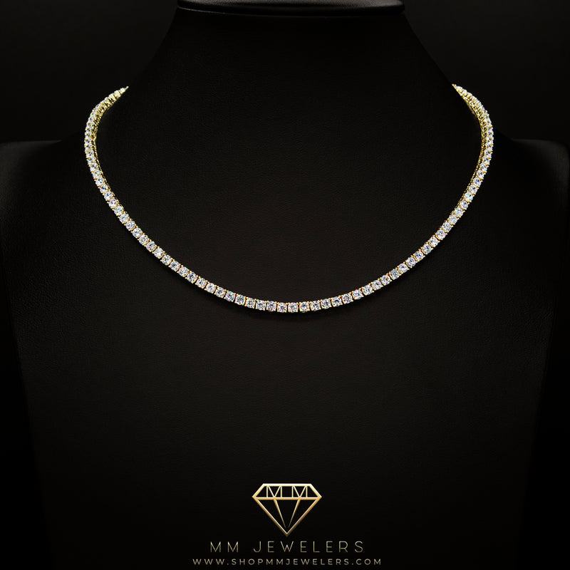 3mm Tennis Necklace in 925 Yellow Gold