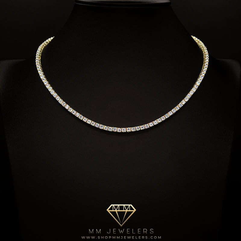 VVS 3mm Tennis Necklace in Yellow Gold
