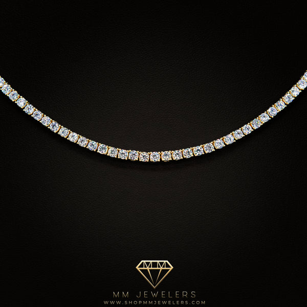 3mm Round Cut Tennis Necklace in Yellow Gold