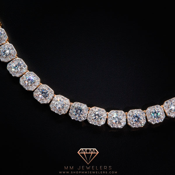 Cluster Tennis Necklace in Rose Gold