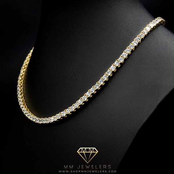 VVS 4mm Tennis Necklace in Yellow Gold