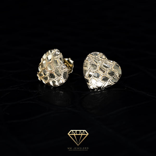 Nugget heart earring 10k yellow Gold