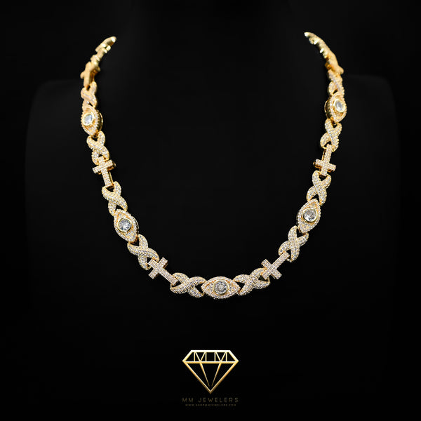 Infinity Cross Eye Necklace in 10mm Yellow Gold