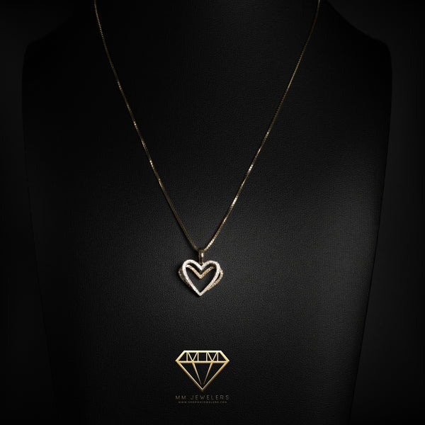 Diamond double Heart 10k Solid Gold
