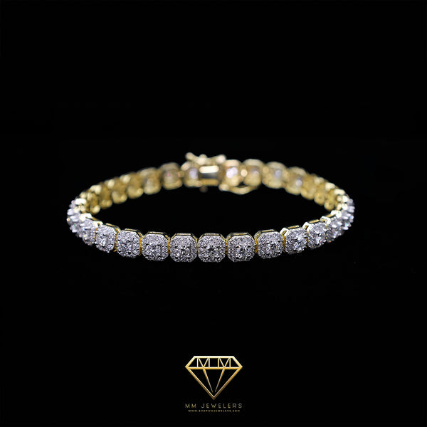 VVS Moisannite 6mm 925 Tennis cluster Bracelet Gold