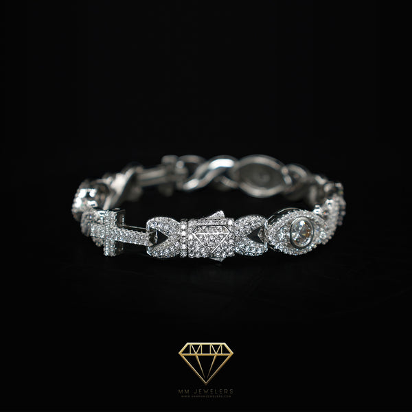 Infinity Cross Eye 10mm Bracelet White Gold