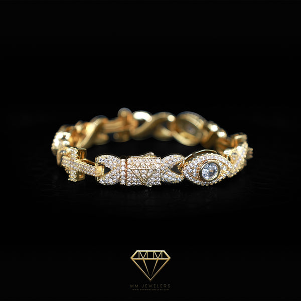 Infinity Cross Eye 10mm bracelet Yellow Gold