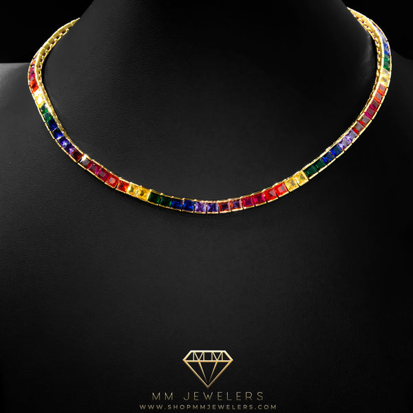 Multi color 6mm tennis chain Gold