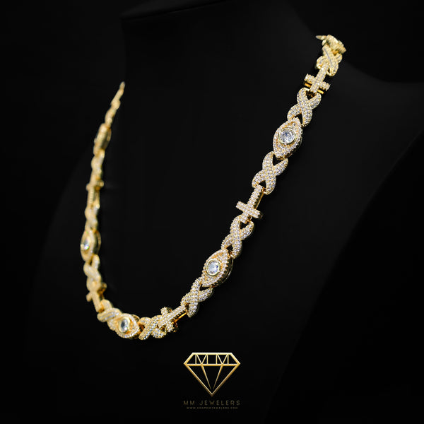 Infinity Cross Eye Necklace in 10mm Yellow Gold