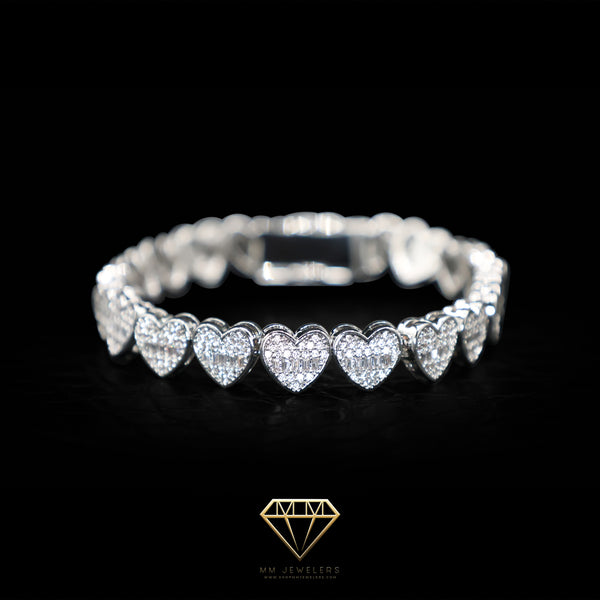 Baguette heart  Bracelet 6mm White Gold
