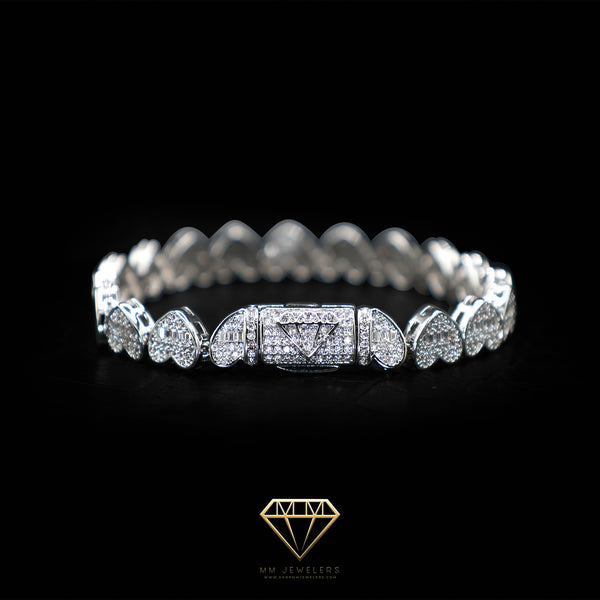 Baguette heart  Bracelet 6mm White Gold