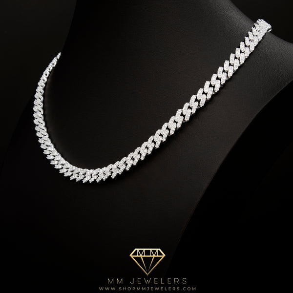 8mm Cuban link white gold