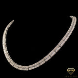 Baguette Cluster Link Tennis Necklace (6mm) White Gold