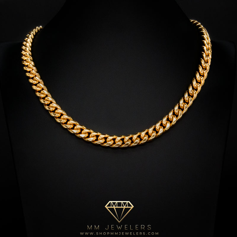 10mm Miami Cuban Necklace in Yellow Gold