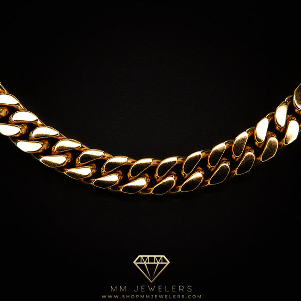 12mm Miami Cuban Necklace in Yellow Gold