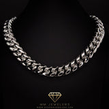 18mm Cuban Necklace in White Gold