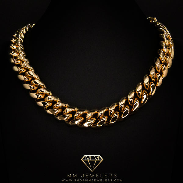 18mm Cuban Necklace in Yellow Gold - 24"