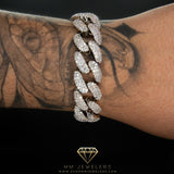 19mm Cuban Link Bracelet in White Gold