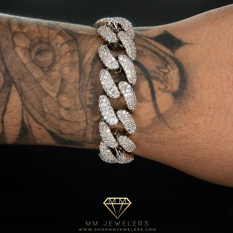19mm Cuban Link Bracelet in White Gold
